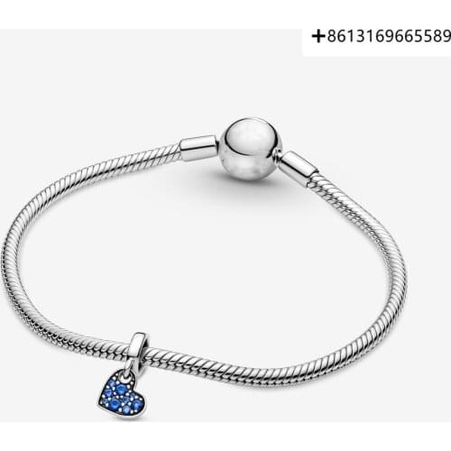 Fashionable hot style 925 Sterling Silver Star Blue Slanted Heart Series Bracelets for Men and Women