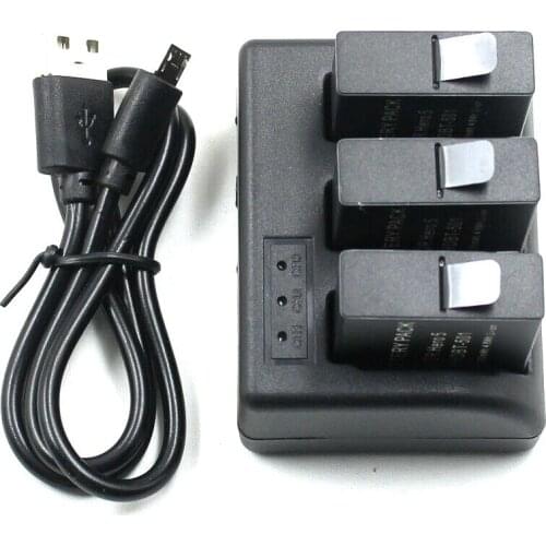 Set 3.8V 1250mAh AHDBT-501 Battery with USB Three Port Battery Charger for GoPro Hero 7 6 5 AHDBT601/501 Action Camera