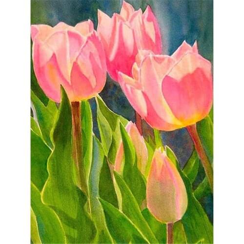 Tulips Flower DIY Cross Stitch Embroidery 11CT Kits Needlework Craft Set Cotton Thread Printed Canvas Home Decoration On Sell