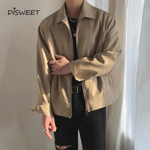New 2020 Faux Leather Solid Color Jacket Men Slim Korean Jacket Motorcycle Jacket