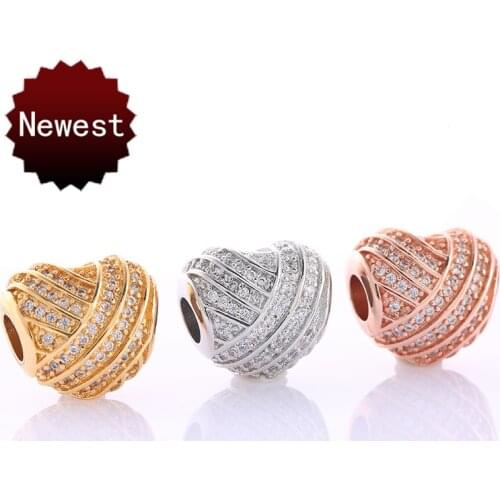 Lovely Heart Beads Fit Original Bracelet Necklace European Big Hole Heart Charms For Jewelry Making DIY Accessories Gift