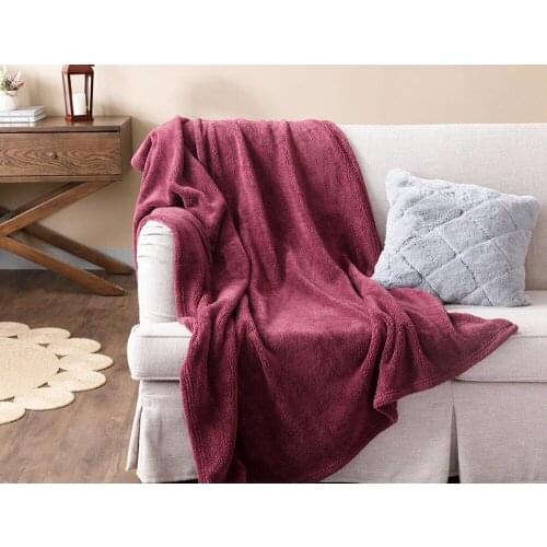 Polyester Plain Dyed Sofa Couch Lightweight Travel Home Picnic Anti-Pilling Blanket Wrap Rug Solid Modern for Adults Portable