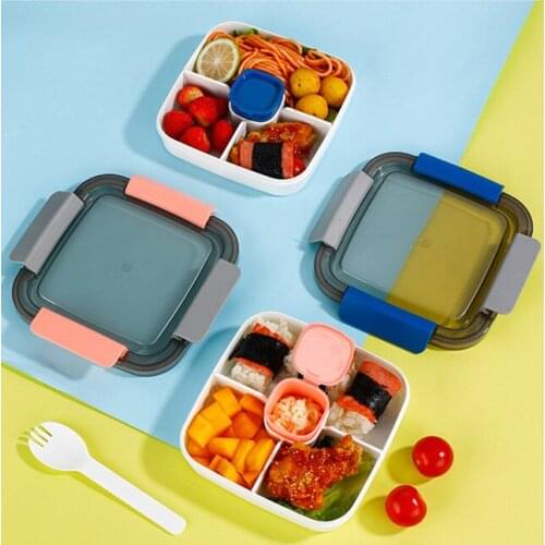 Office Worker With Lunch Box Double-Layer Portable Bento Box With Movable Compartments Salad Fruit Food Container Box For School