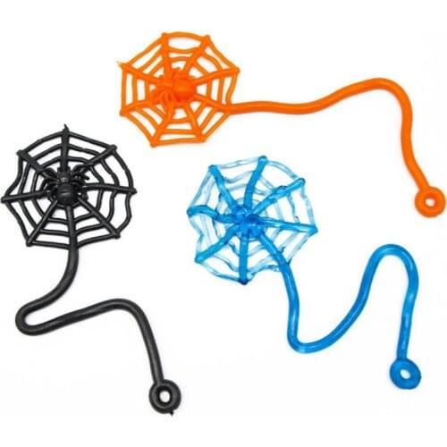 Halloween Spider Web Sticky Toys Kids Birthday Funny Soft Material Vent Toy Random Color