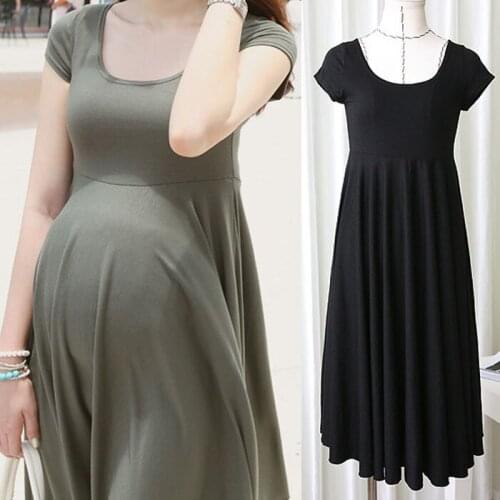 Maternity Dresses Clothes For Pregnant Women Clothing O-neck Short Sleeve 4 Colors Slim Pregnancy Dress Wear 2018 Summer Fashion
