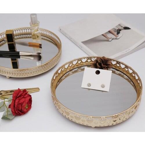 Tray Serving Mirror Jewelry Dish Storage Display Tray 25x25x5cm Heart