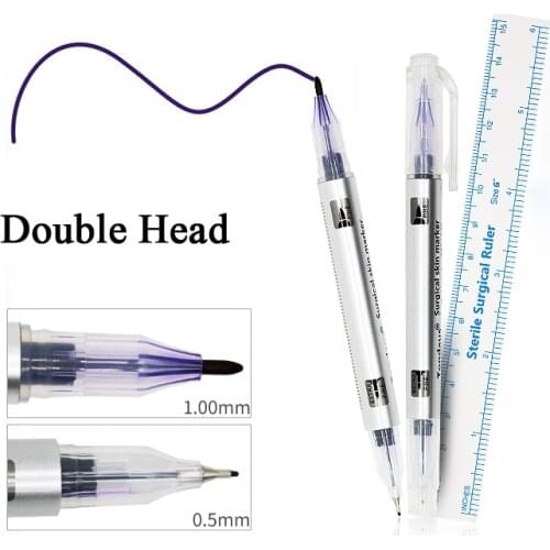 Professional Microblading Supplies Eyebrow Tattoo Marker Pen Double Head Surgical Skin Pen with Measure Ruler Positioning Tools