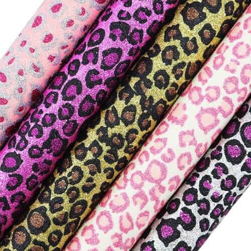 30x134cm Roll Leopard Fine Glitter Fabric Leather Material For HandBags Bows Earring DIY Sawing Home Decoratin AY137