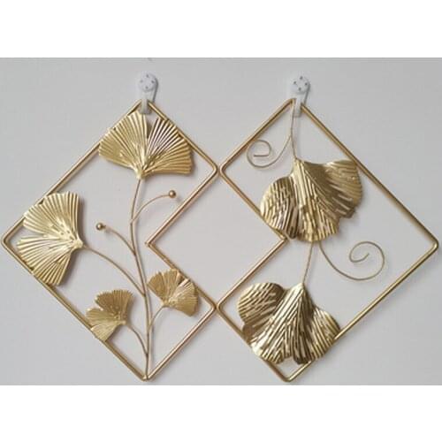 Nordic Iron Golden Leaf Wall Decoration Modern Home Decoration Crafts Living Room Wine Cabinet Desk Sofa Background Wall Decor