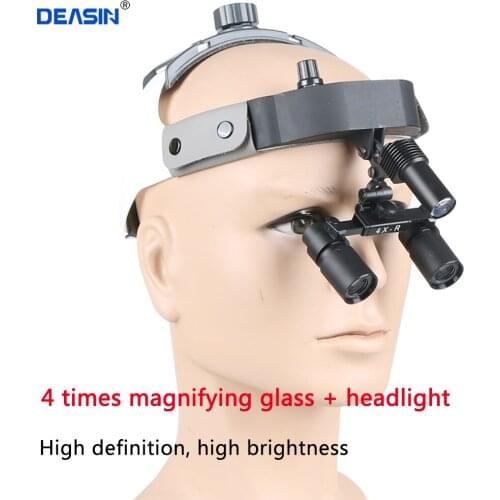 Dental 4x magnify high intensity led light surgical magnifier Dental Leather Headband surgeon operation Headlight