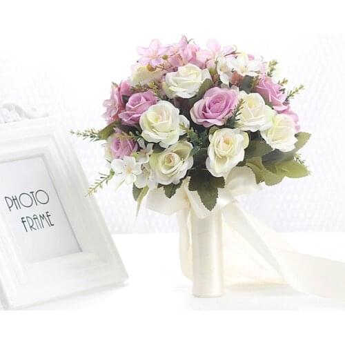 Wedding Bouquet Wedding Rose Bridal bouquet Ribbon Fake Wedding bouquet de noiva