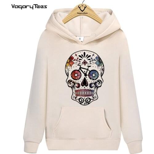 Sugar skull bikes watercolor painting Cogs Chains skull Design bicycle cyclist gift print Hoodies Sweatshirts Unisex Streetwear