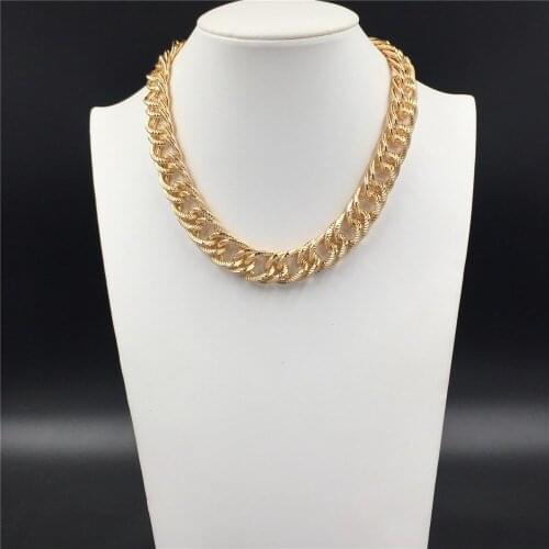 Trendy Gold Color Plating Chunky Chain Heavy Necklace For Women Man Unisex Bohemia Vintage Gorgeous Jewelry Accessory