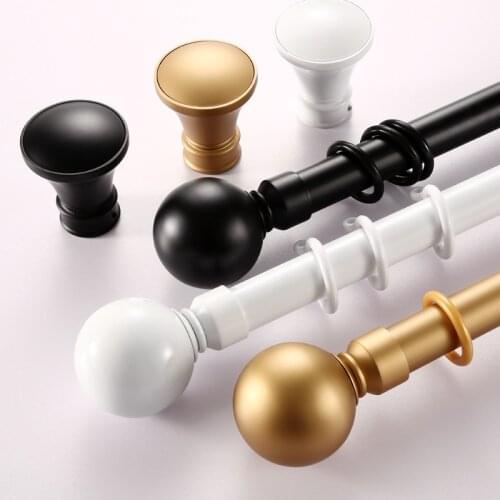 Retractable curtain rod punching Roman rod free measuring bedroom rail top wall mounted golden single and double curtain rod