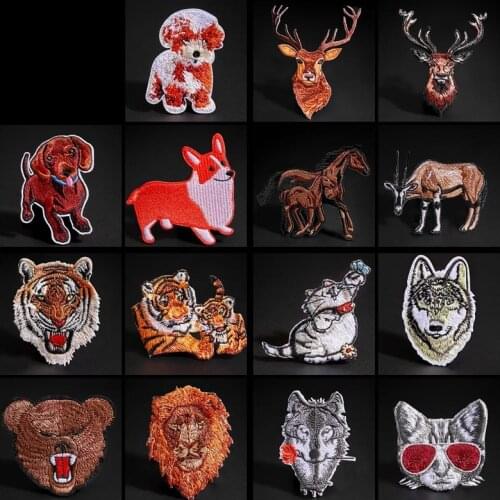 High Quality Deer Elk Horse Animal Embroidered Patches Iron On For Clothing DIY Stripes Applique Child Clothes Stickers Badges
