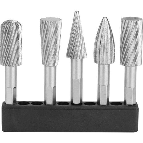 Files tool 5pcs 1/4inch Hex Shank High Speed Steel Burrs Rotary Files Tools for Aluminum and Iron Hardware Files