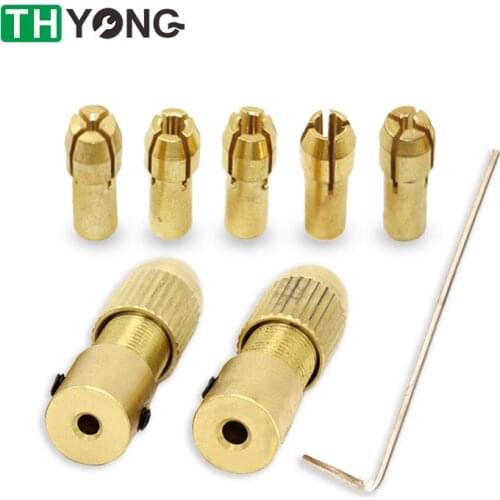 7PCS Mini Drill Bit Chuck 0.5-3mm Collets Set of Quick Chuck for Twist Electronic Dremel Copper Drill Folder Cap Collet Tool