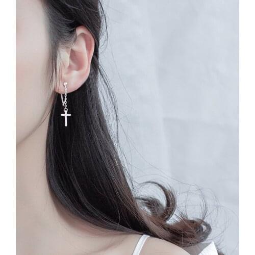 925 Sterling Silver cross Earrings Women Simple Fashion Wedding Jewelry Accessories