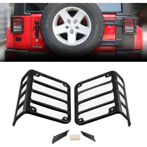 1Pair Car Taillight Cover Guard Rear Brake Light Metal Protector for Jeep Wrangler JK Unlimited 2007-2017