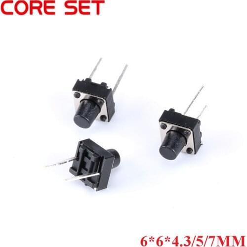 20pcs Middle 2pin 6x6x4.3/5/7mm Switch Tactile Push Button Switches 6x6x4.3mm 6x6x5mm 6x6x7mm