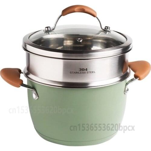 304 Stainless Steel Soup Pot Multi F Steaming Boiling Dual-purpose with Lid Milk Pot Gas Stove Induction Cooker General Purpose