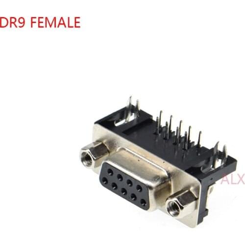 5PCS DR9 feMALE PCB Mount serial port CONNECTOR RIGHT ANGLE D-Sub RS232 COM CONNECTORS 9pin socket 9P Adapter FOR PCB BOARD