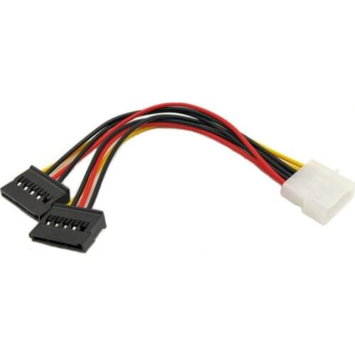 5PCS Tech 4 Pin Male IDE Molex to 15 Pin Female Dual SATA Power Splitter Adapter Cable Copper Serial Hard Drive Extension Cable