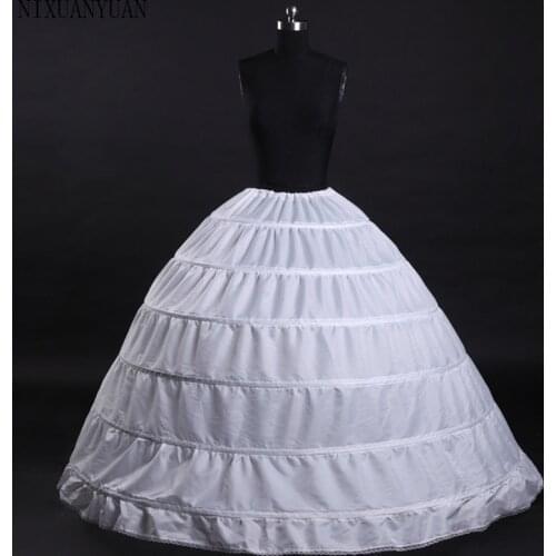 6 Hoops White Petticoats Bustle Ball Gown Wedding Dress Underskirt Bridal Crinolines