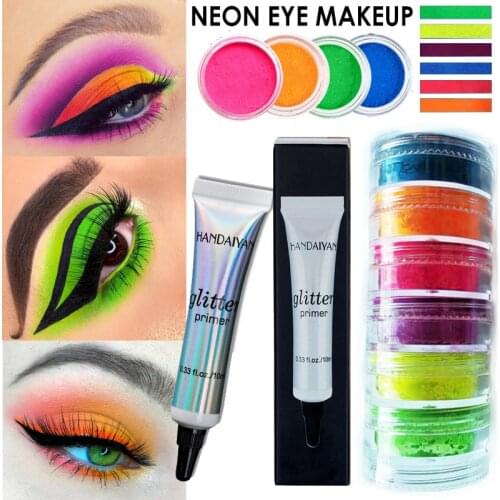 6Pcs/Set Multi-color Mixed Neon Loose Powder Eyeshadow Easy To Apply Neon Pigments Matte Mineral Powder Neon Eyeshadow