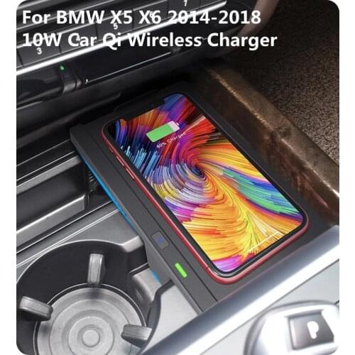 10W Car Qi Wireless Charger Fast Recharge Charger Panel For BMW X5 X6 2014-2018 For Iphone 11/ 11 Pro / 11 Pro Max