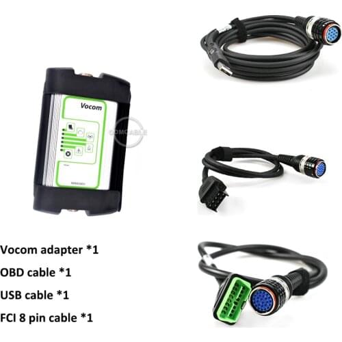 Truck Excavator auto diagnostic scanner for volvo vocom adapter with vcads fci 8 pin connect cable OBD 2 Vocom II scanner tool