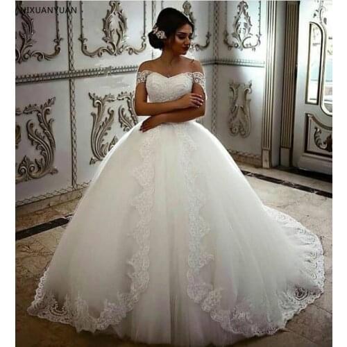 Ball Gowns Off The Shoulder White Ivory Sexy Women Simple Vintage Robe De Mariee 2021 Wedding Gowns Plus Size Wedding Dress
