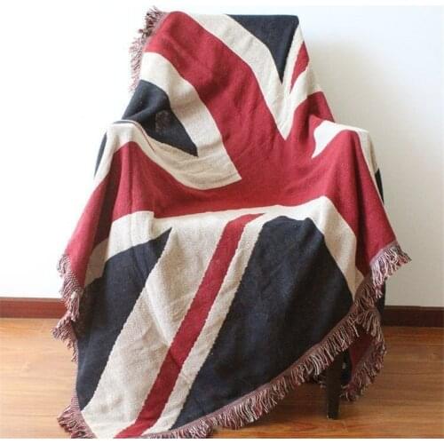 Free shipping 100%cotton thread American flag throw single/double size sofa British flag leisure blanket bedspread одеяло