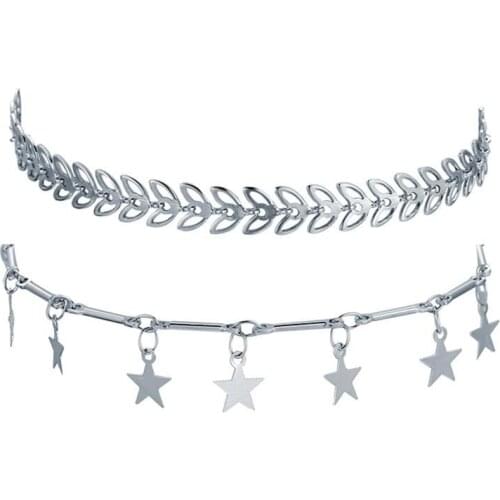 2Pcs Fashion Stars Pendant Decor Anklet Bracelets Dainty Layered Anklets Stars Foot Bracelets For Women Girl Jewelry Accessories