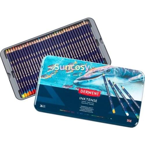 Derwent Colored Pencils, Inktense Ink Pencils, Drawing, Art, Metal Tin, AssortedInktense 12/24/36/72colored pencils Art Supplies