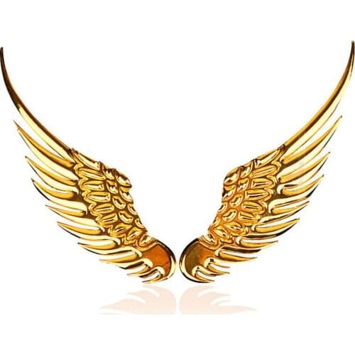 3D Alloy Metal Angel Hawk Wings Emblem Badge Decal Car Logo Sticker Golden Silver Color Optional 1Pair for All Car Decoration
