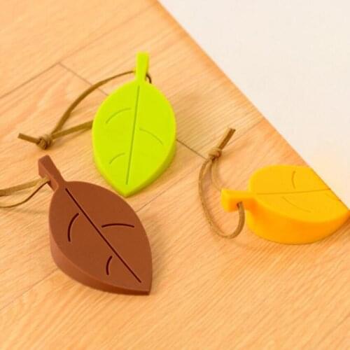 Hot sale 1pcs creative leaves type door stop kits silicone safety gate card splines perspective hung door stopper