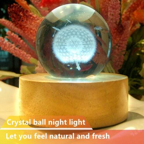 Crystal Ball Night Light 3D Night Light Modeling Light USB Interface Birthday Gift Led 173（1
