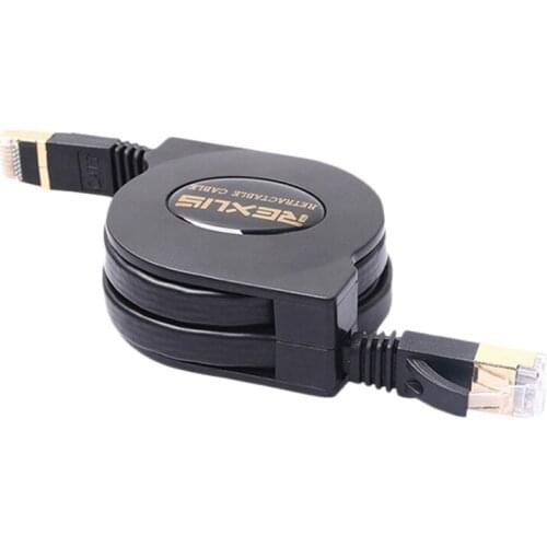 REXLIS 5FT Cat7 RJ45 LAN Cable Adjustable Retractable Ethernet Cable Flat Internet Network Cable for Computer Router Laptop
