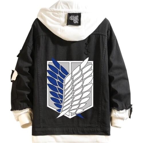 Attack on Titan Denim Jacket Scout Regiment Mikasa Ackerman Rival Cosplay Jeans Coats Eren Jager Hooded Jackets C75K245