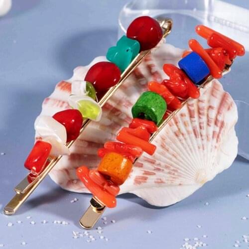 Fashion vintage acrylic korean irregular crystal hairpin spring clip colours natural stone hair clip