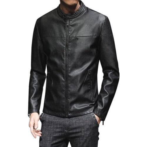 Mens leather jacket slim short pu motorcycle coat men thin pu jackets casual clothes jaqueta de couro stage street fashion