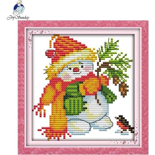 Joy sunday Christmas snowman 11CT pattern on the canvas DMC 14CT Cross stitch kits Embroidery set Christmas Home decoration Gift