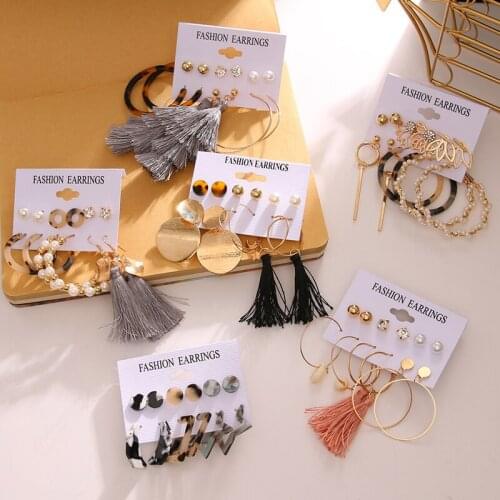 FAMSHIN Boho Oversize Hoop Earrings Set Gold Color Round Circle Womens Earrings DIY Statement Brincos Earring Jewelry 2020 New