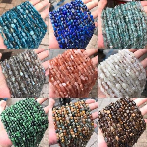 Natural 2strands/set Sun Diopside Moonstone labradorite Red Green Lapis Lazuli Apatite Bronze Stone 6x8mm Loose Beads 15inch