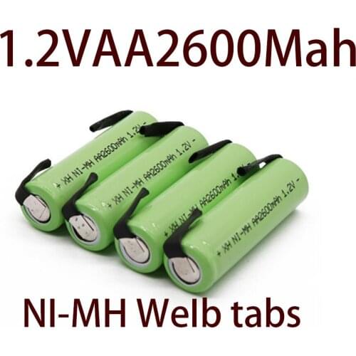 2021s 1.2V AA rechargeable battery 2600mah NI-MH cell Green shell with welding tabs for Philips electric shaver razor toothbrush