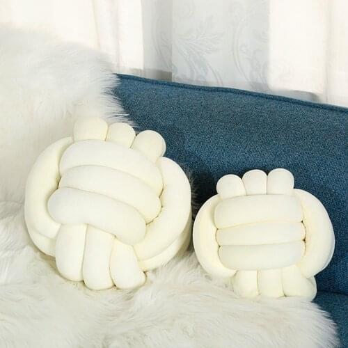 Nordic Style Knot Pillow Soft Cushions Ball Hand-woven Plush Throw Knotted Pillows Home Decor for Living Room Bedroom Window