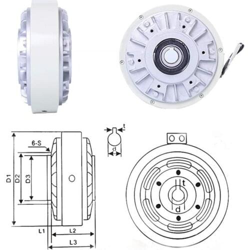 50Nm 1.8A Magnetic Powder Brake Hollow Shaft 5kg DC 24V 1000RPM Unwinding For Tension Control Continuous Sliding Simulated Load