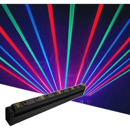 8 Eyes Full Color RGB Laser Bar Light DJ Disco Moving Head Light DMX512 Laser Projector Scanner Party Beam Lamp Free shipping