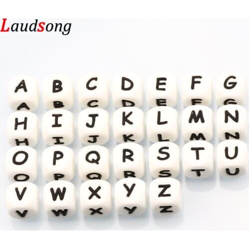 10/20/50/100pcs Silicone Letter Beads 12mm Baby Teether Beads Chewing Alphabet Beads For Jewelry Making Pacifier Chain Name DIY